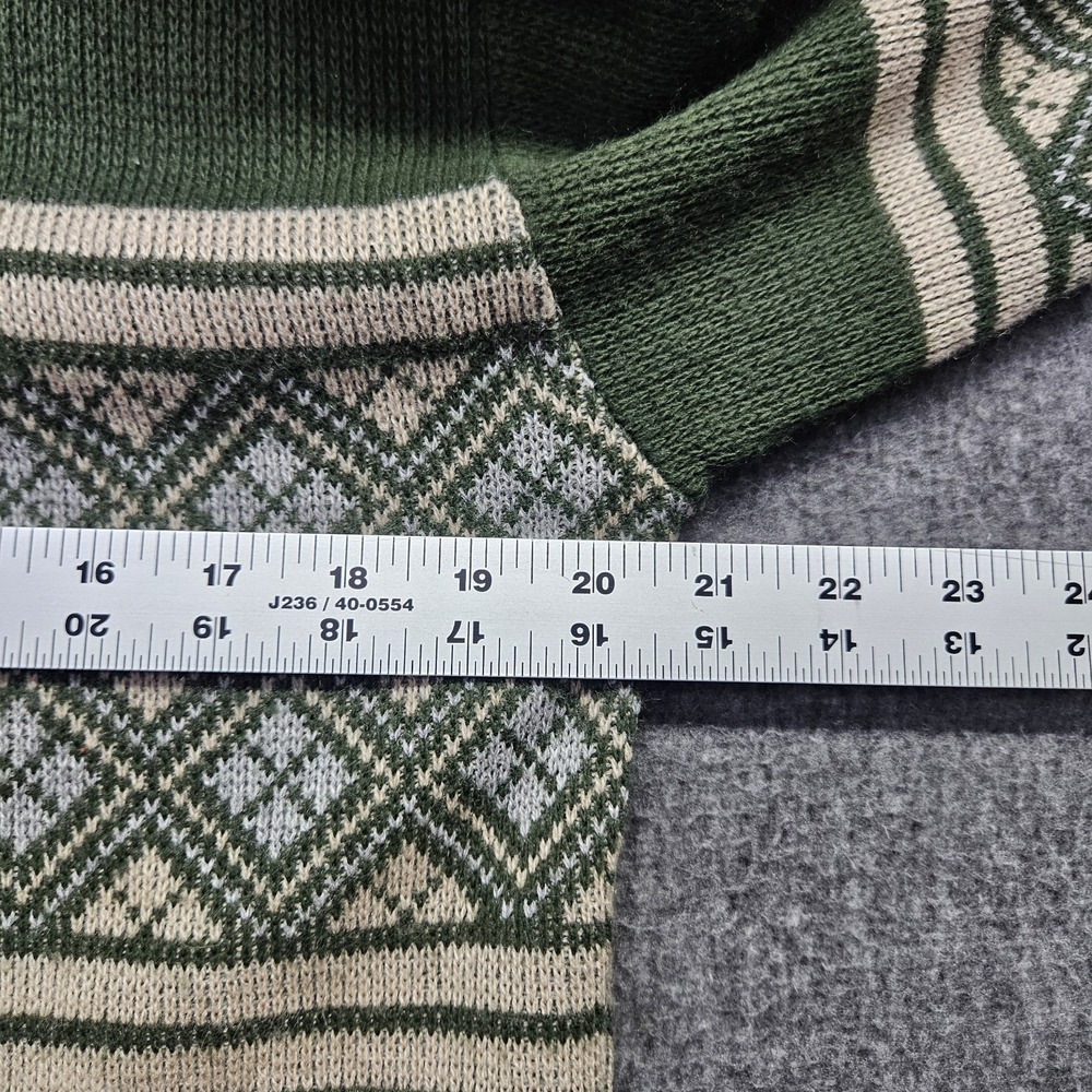 Vintage Jester Acrylic V Neck Sweater Green Diamond Pattern USA Large L - Picture 6 of 9